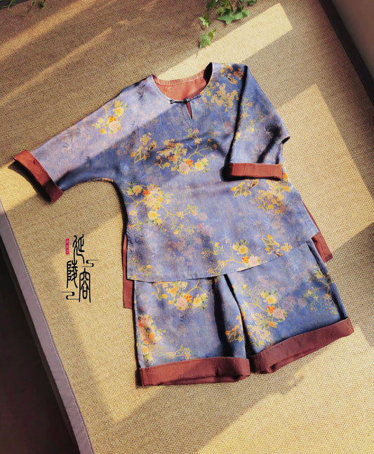 Xiangyunsha Silk Summer Set (Top +Pants)